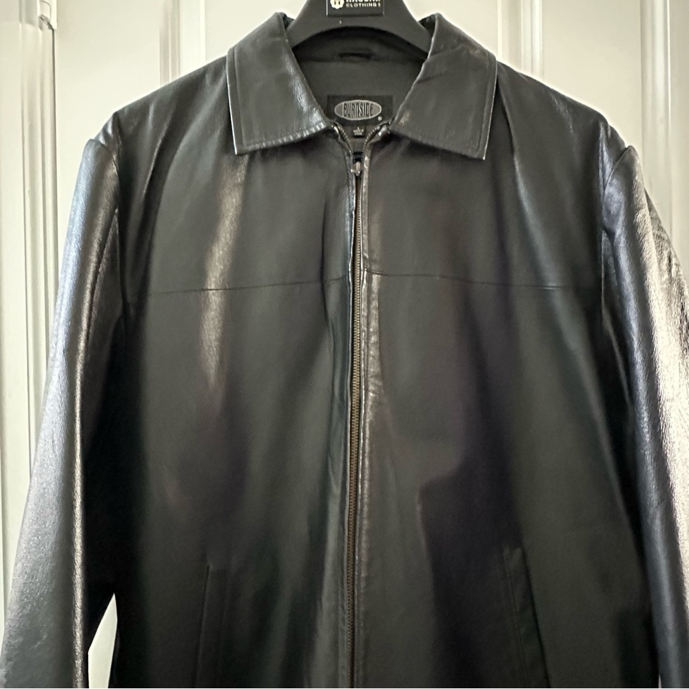 Burnside Black Leather Jacket Mens Large - Picture 8 of 13